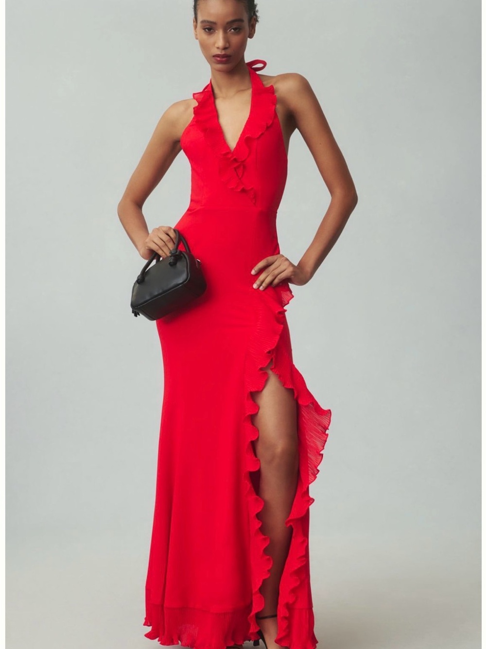 Dress the Population Vibrant Red Ruffled Maxi Dress - Picture 3 of 10